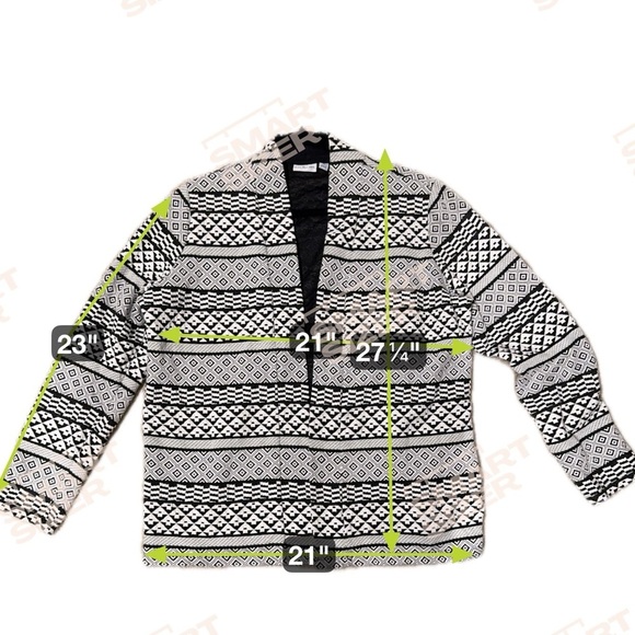 Kim Rogers Black & White Aztec Print Open Front Cardigan Sweater Size XL - Picture 4 of 4